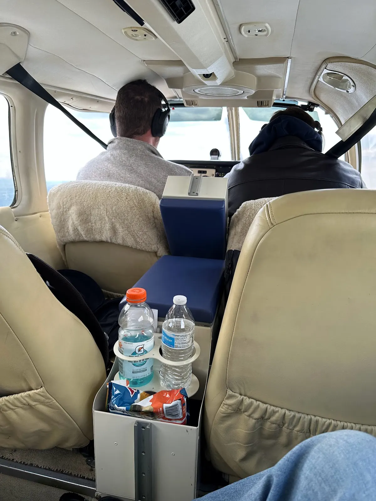 Pilots up front, seen from the back seat