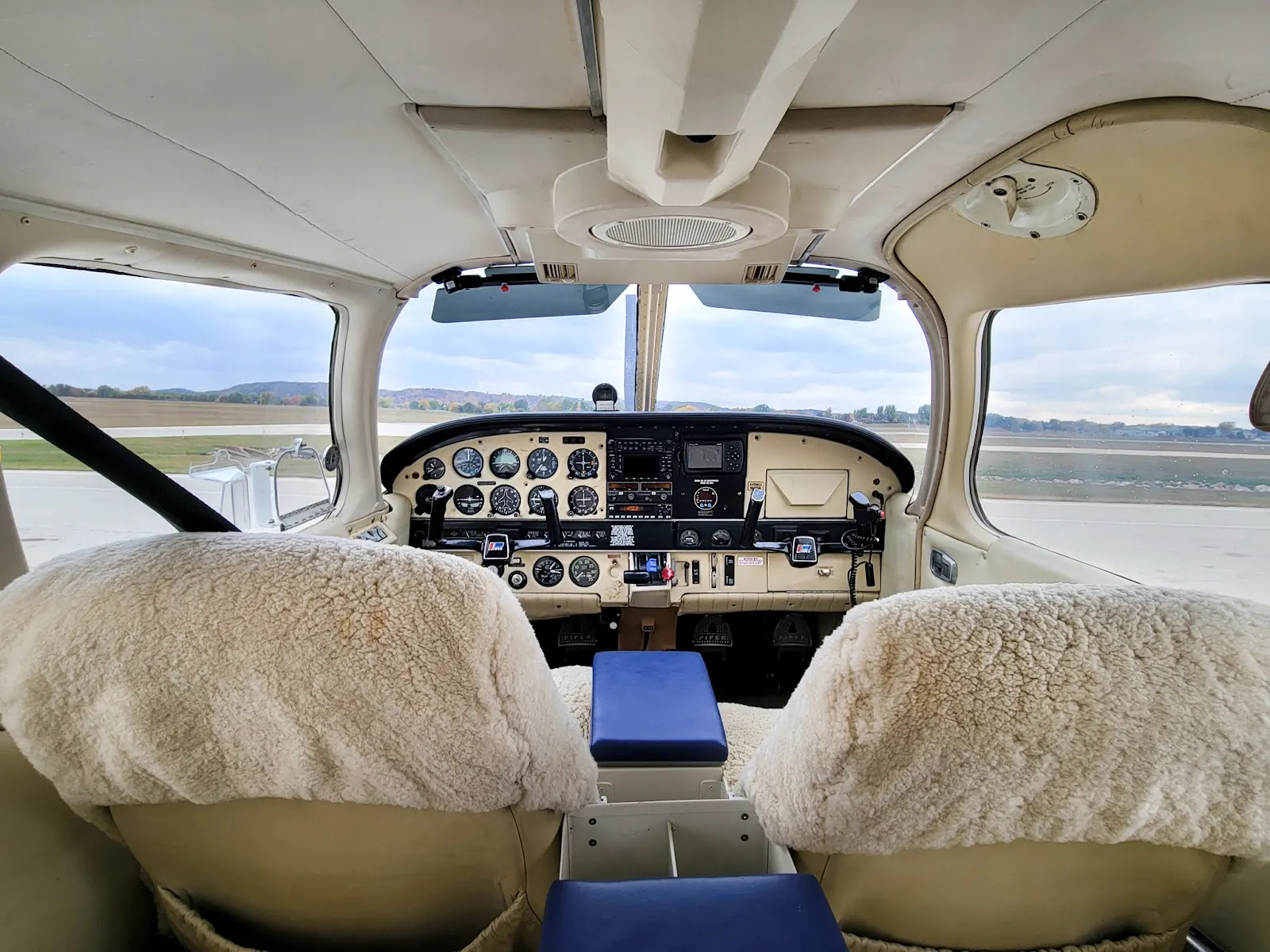 Sheepskin-covered front seats and instrument panel