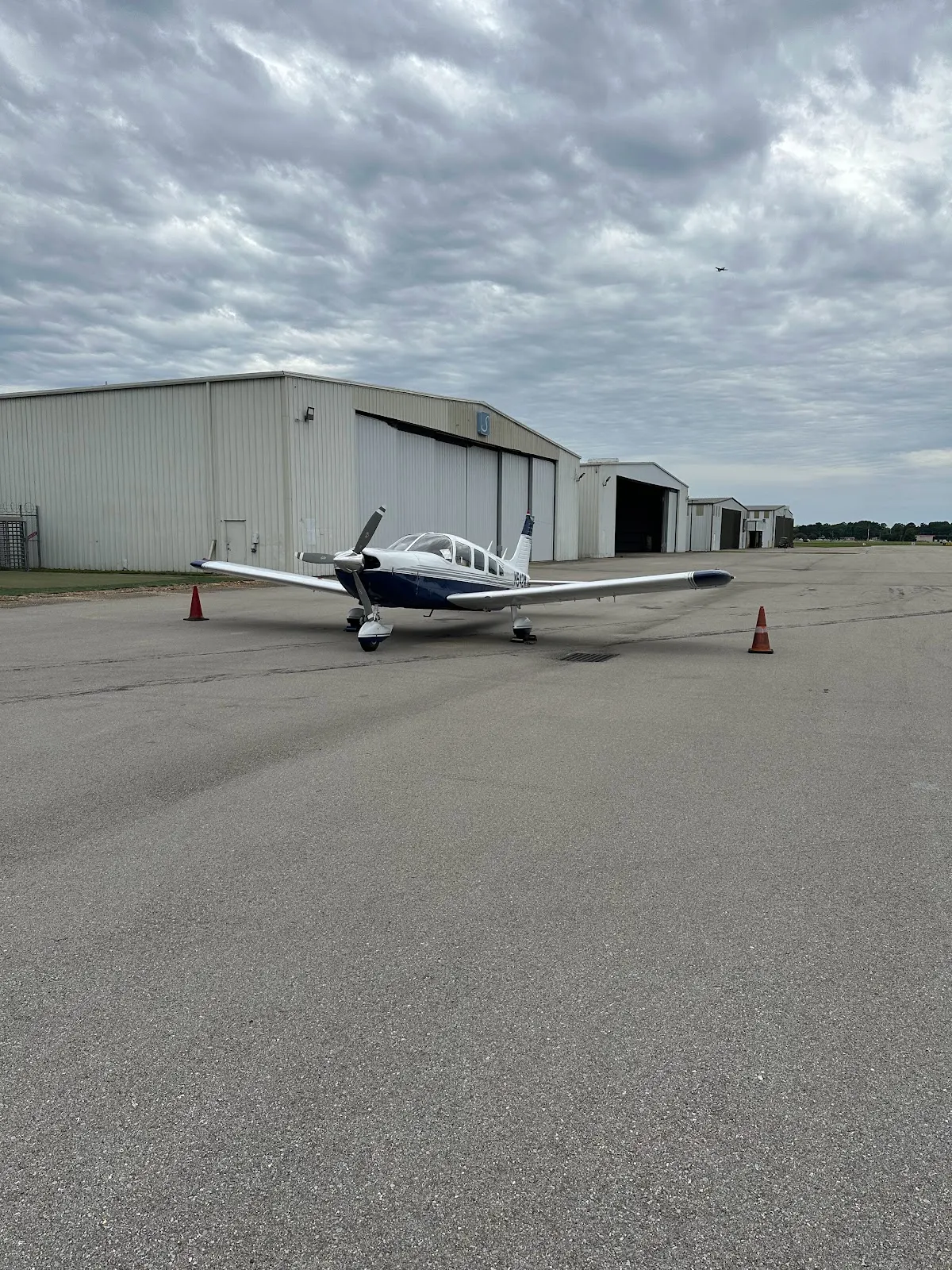 N542W on the ramp in front of the hangars